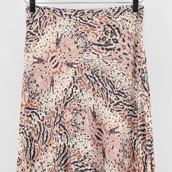 ALLSAINTS Skirt Size 4‎ Raya Arietta Animal Print Multi Ruffled Asymmetric Hem - Picture 6 of 13